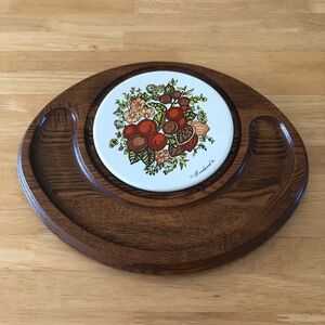 Vintage Goodwood Ceramic Wood Charcuterie Cheese Board Tray Serveware platter